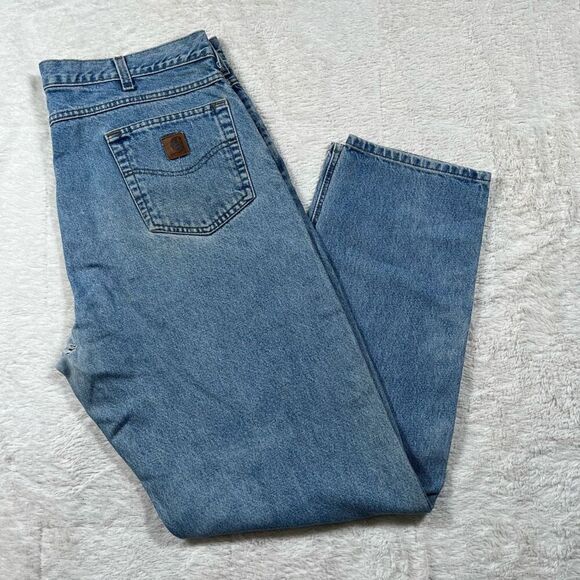 Carhartt Mens Relaxed Fit Light Wash Denim Jeans - Picture 1 of 10